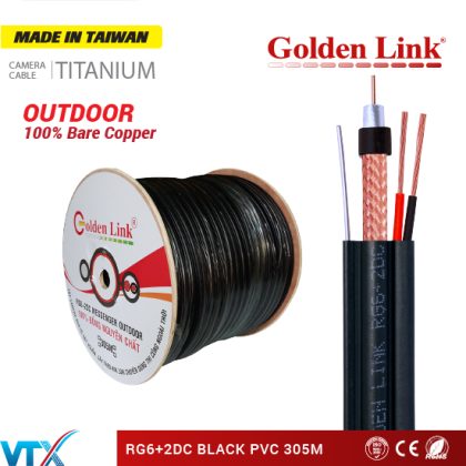 Cáp đồng trục outdoor RG6+2DC 305M Golden Link