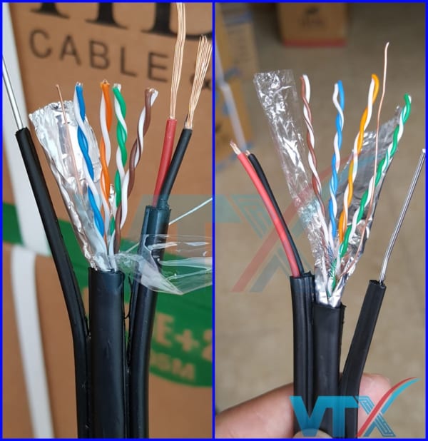 Cáp mạng cat5e FTP + 2C HDPRO Outdoor lõi Đồng