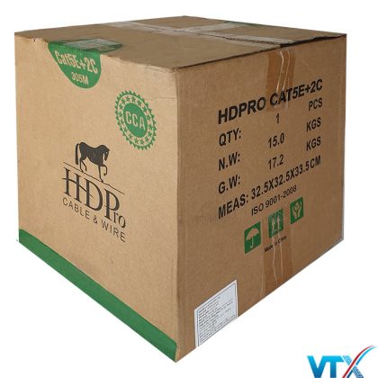 Cáp mạng kèm nguồn HDPRO Cat5e FTP + 2C CCA Chống nhiễu