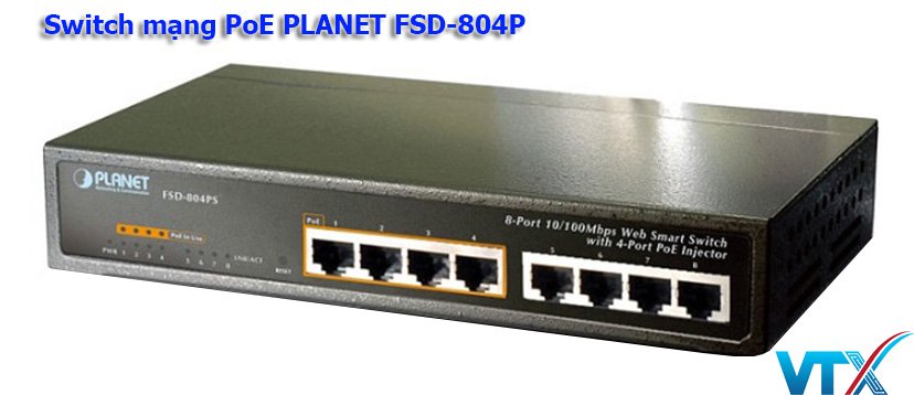 Switch mạng PoE PLANET FSD-804P