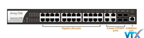 Switch mạng PoE DrayTek VigorSwitch P2280