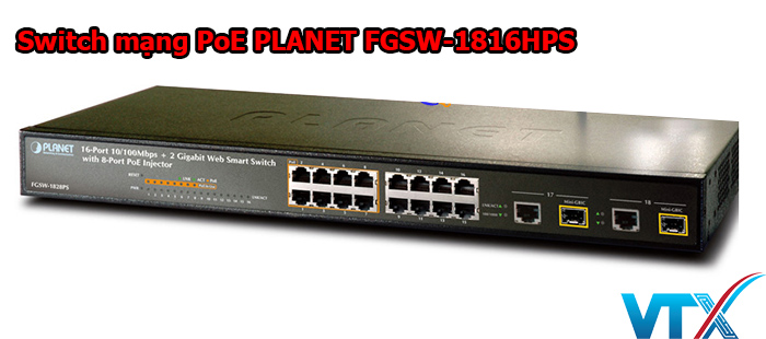 Switch mạng PoE PLANET FGSW-1816HPS