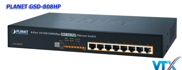 Switch mạng PoE PLANET GSD-808HP