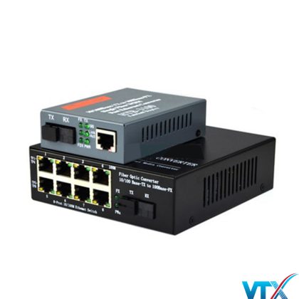 Converter Quang Netlink 1 ra 8 cổng LAN 10/100Mbps