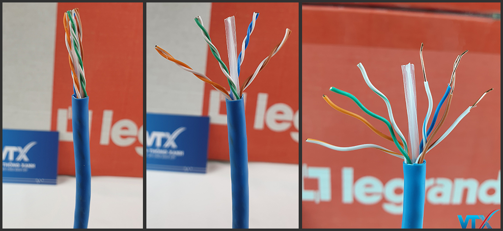 Bên trong dây Cáp mạng Cat6 UTP 4 pair Legrand