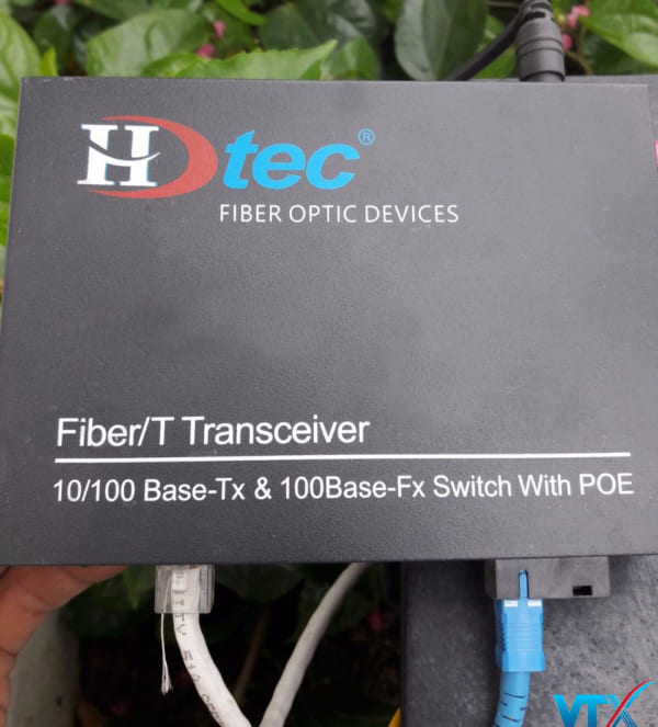 Converter quang 1 sợi+4 POE 100M