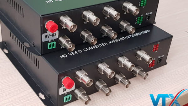 Media converter quang 8 port 1080p rs485 hdtec