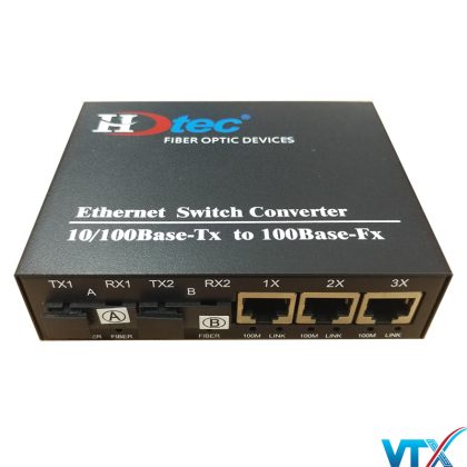 Switch quang HDTEC 2 Cổng SC+ 3 Cổng RJ45 10/100Mbps