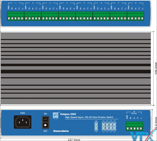 bộ chuyển đổi RS485/422 3Onedata Model OCTOPUS3000