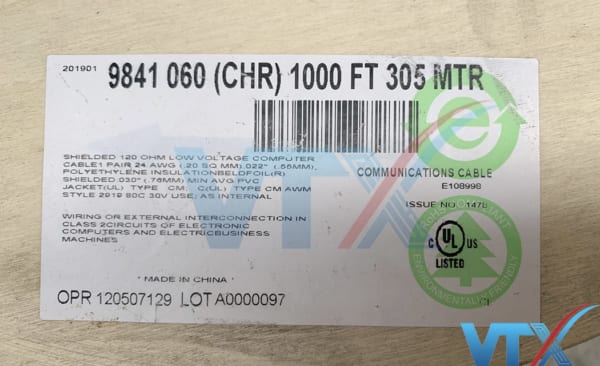 Cáp điều khiển 24AWG 1 Pair Belden | PN: 9841