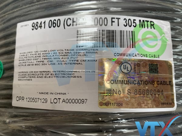 Cáp điều khiển 24AWG 1 Pair Belden | PN: 9841