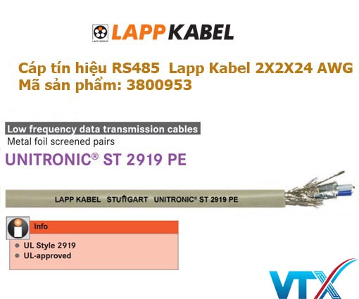 Cáp điều khiển Lapp Kabel 24AWG 2 Pair | PN : 3800953