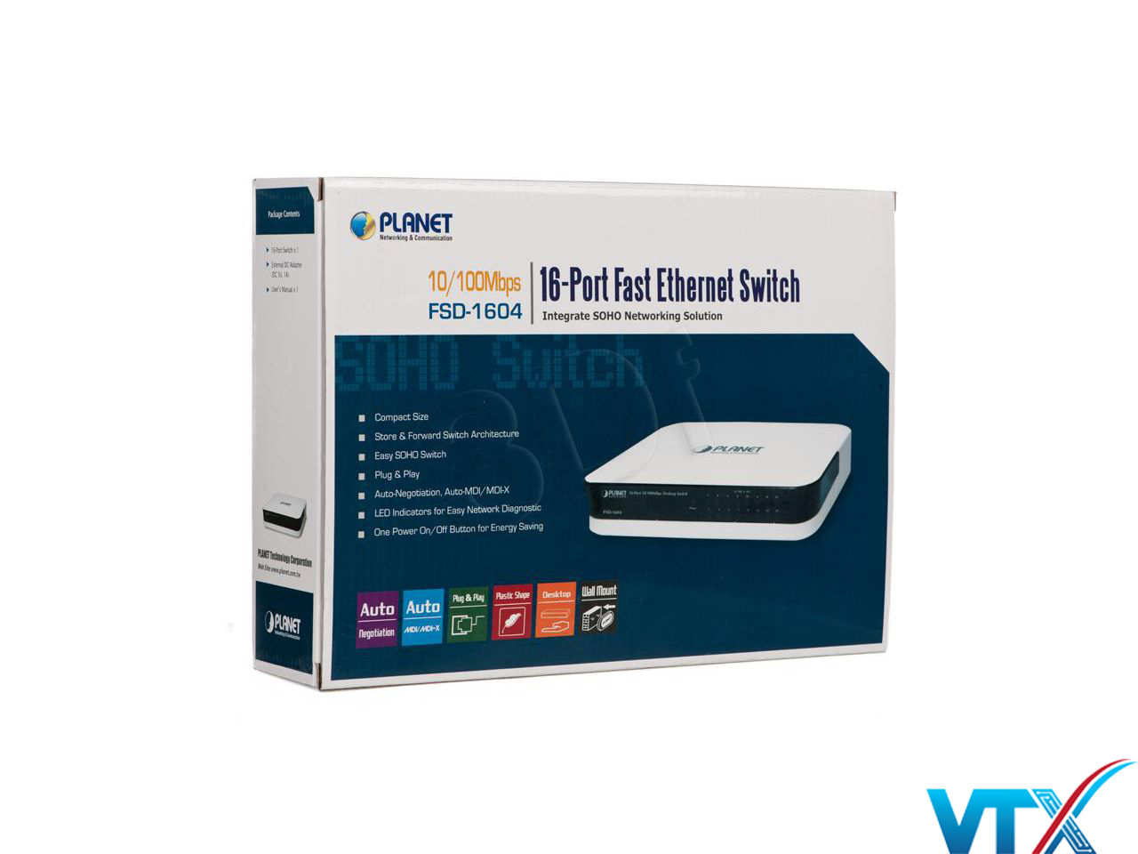 Switch chia mạng PLANET 16-Port FSD-1604 10100Mbps