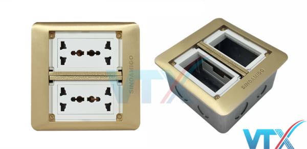 Ổ cắm âm sàn Sino Amigo màu đồng SFP-2B