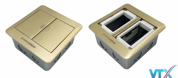 Ổ cắm âm sàn Sino Amigo màu đồng SFP-2B