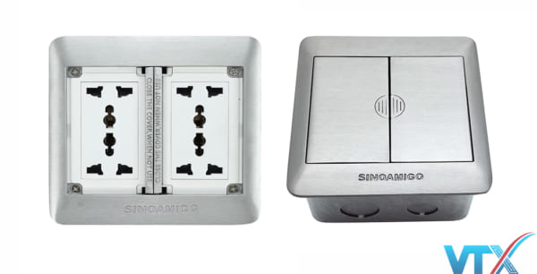 Ổ cắm âm sàn Sino Amigo màu bạc SFP-2L