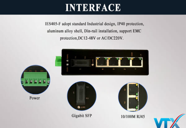 Switch công nghiệp Upcom 4 port RJ45 + 1 port SC | PN:IES405-F