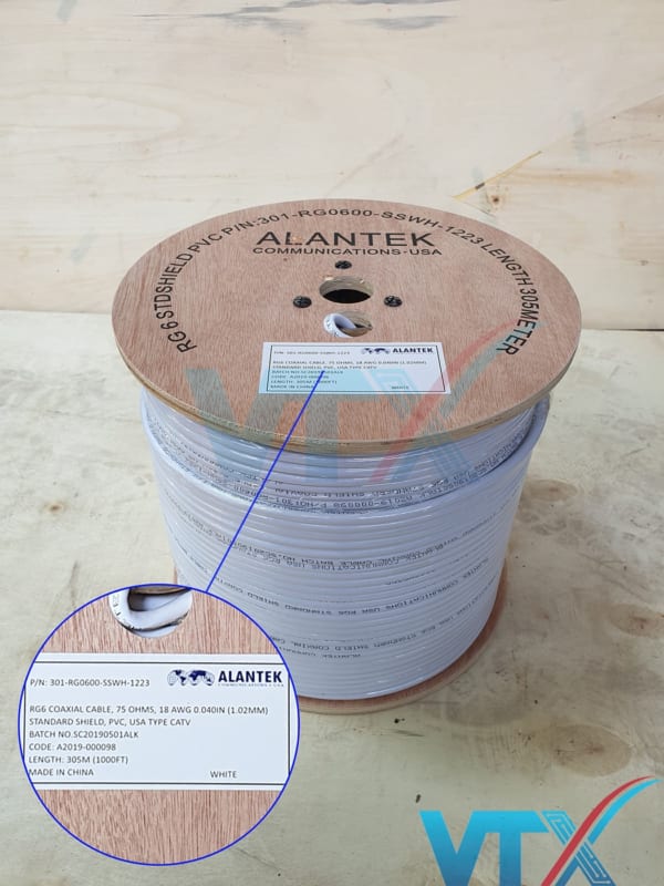 Cáp đồng trục Alantek RG6 301-RG0600-SSWH-1223