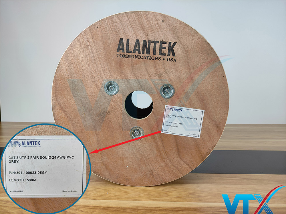 Cáp điện thoại Cat3 UTP 2 pair Alantek 301-100023-05GY