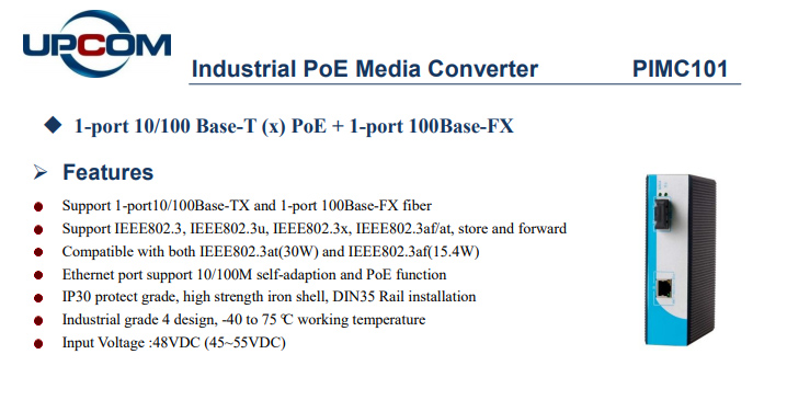 Converter PoE Upcom PIMC101 a