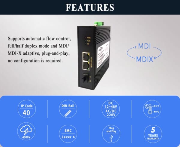 Converter quang công nghiệp Upcom PN: IMC102G-GS