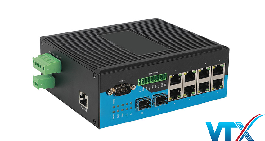 Switch Upcom 8 port RJ45+2 Gigabit SFP+ 3 port RS485 IES3010-2GS-404