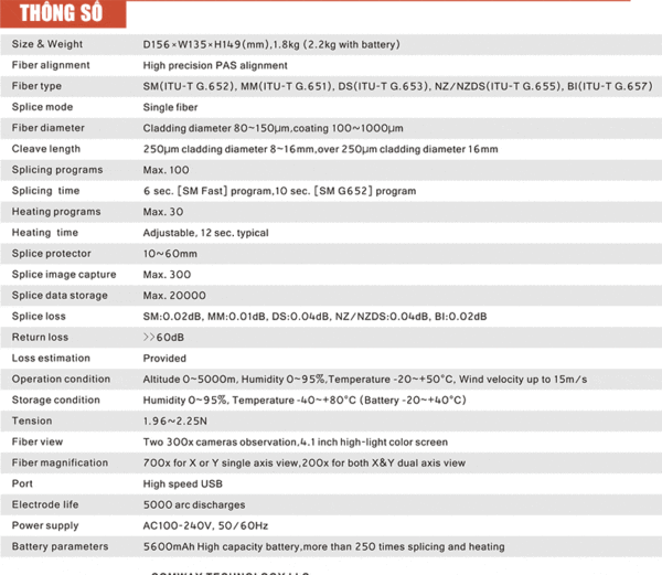 Máy hàn cáp quang Comway C5