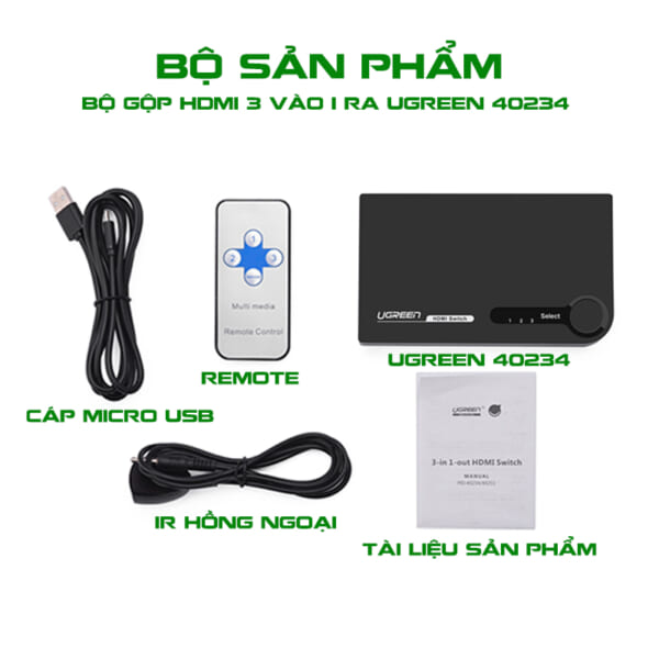 Bộ gộp HDMI 3 vào 1 ra Ugreen UG-40234