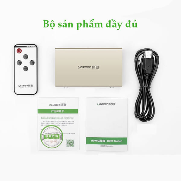 Bộ gộp HDMI 3 vào 1 ra hỗ trợ 3D 4K Ugreen 40278