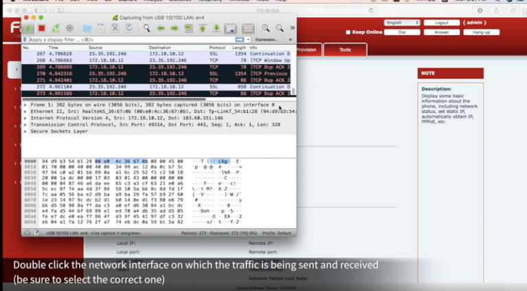 Giao diện Wireshark đang thực hiện thu thâp Packet Capture