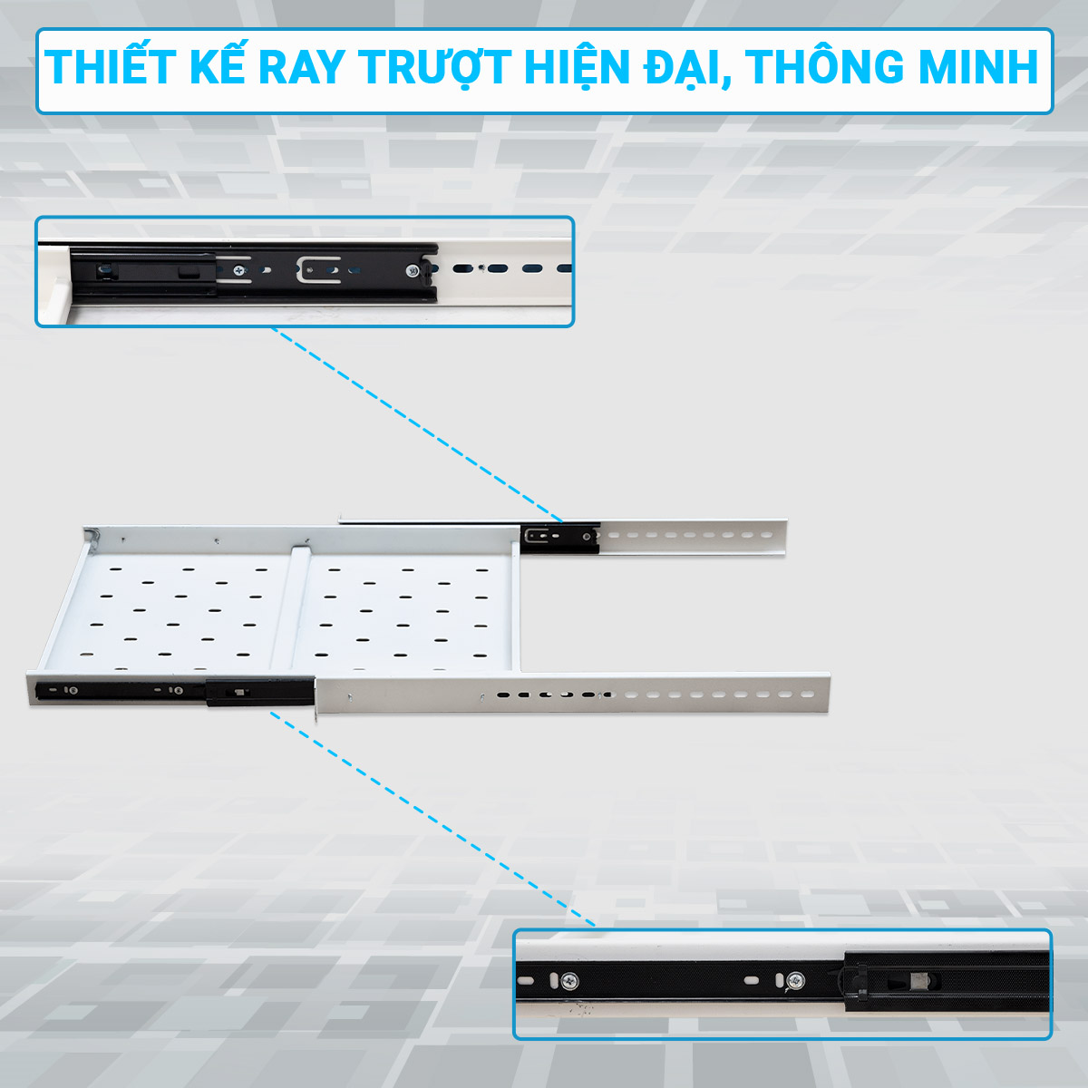 Ảnh chi tiết ray trượt khay trượt tủ rack 1UD800 Maxtel
