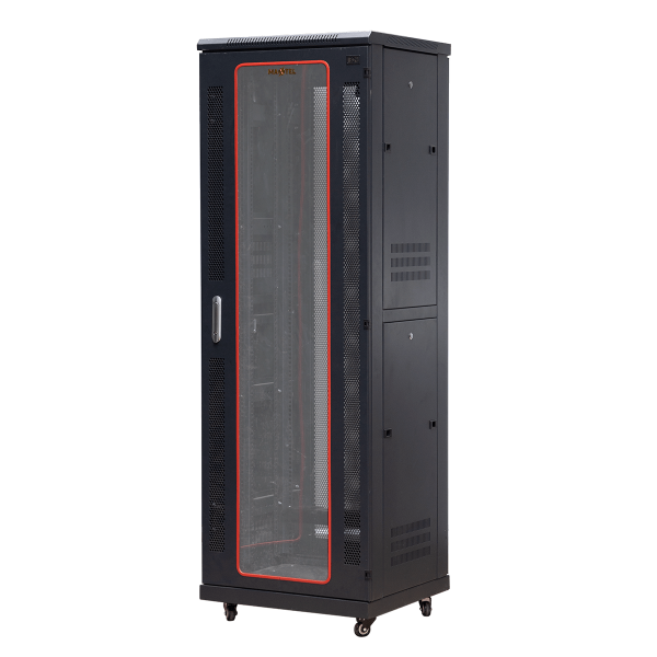 Ảnh chụp mặt trước góc nghiêng trái tủ rack 36U Maxtel