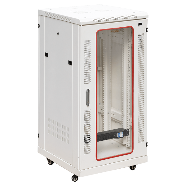 Ảnh chụp mặt trước góc nghiêng phải tủ rack 22U maxtel