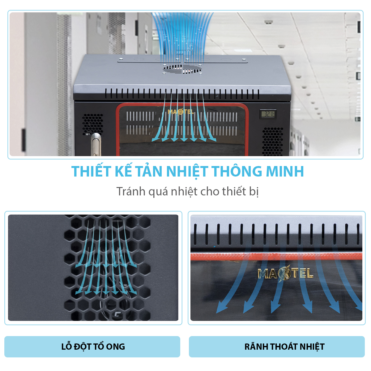 Lỗ đột thoát nhiệt tủ rack 6U maxtel