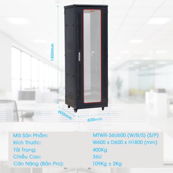 Chi tiết các thông số của tủ rack 36U Maxtel