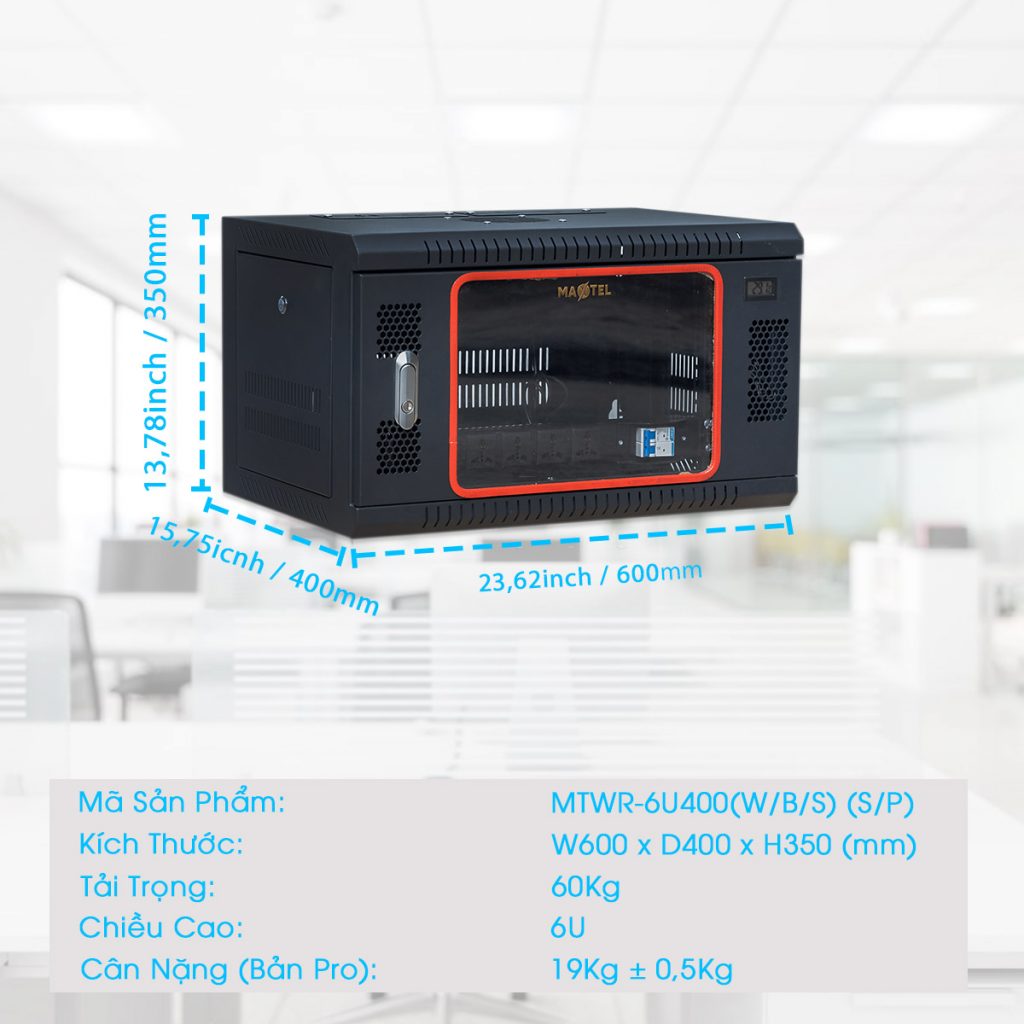 MTWR-6U400(W/B/S) (S/P) – Tủ rack treo tường Maxtel 6UD400 - VTXVN