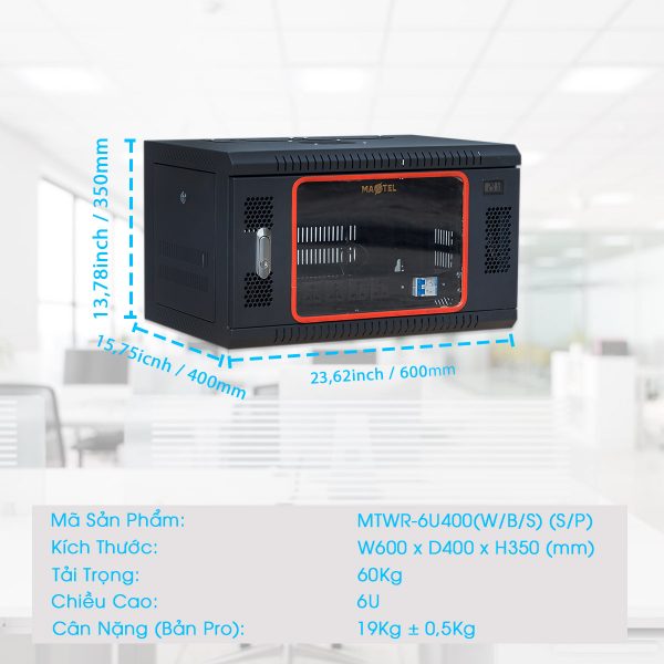 Các thông số kích thước của tủ rack 6u maxtel