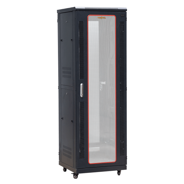 Ảnh chụp mặt trước góc nghiêng phải tủ rack 36U