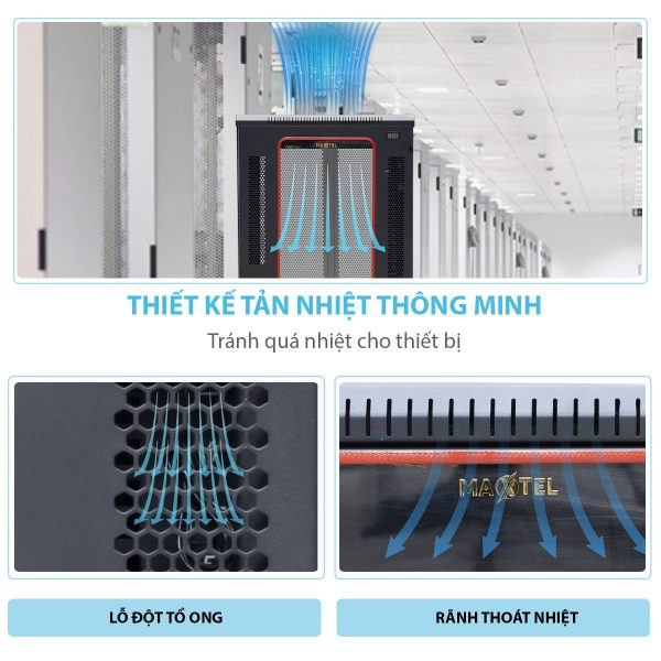Lỗ đột tản nhiệt tủ rack 27U Maxtel