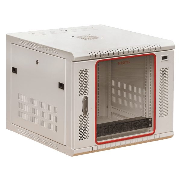 Ảnh chụp góc nghiêng phải mặt trước tủ rack 6U Maxtel