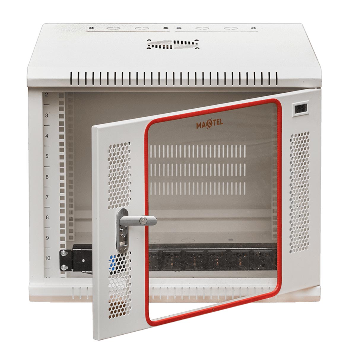 mo-he-mat-truoc-Tu-rack-treo-tuong-10U-Series-mau-trang-cua-MAXTEL