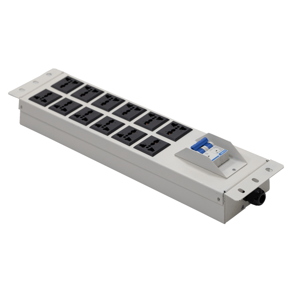 Ảnh chụp thanh nguồn PDU 12 ổ đa năng màu trắng Maxtel