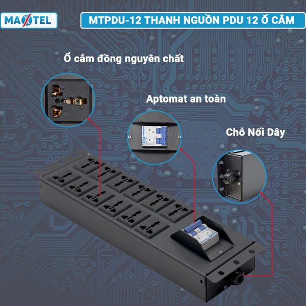 Ưu điểm nổi bật của thanh nguồn PDU 12 ổ 3 chấu Maxtel