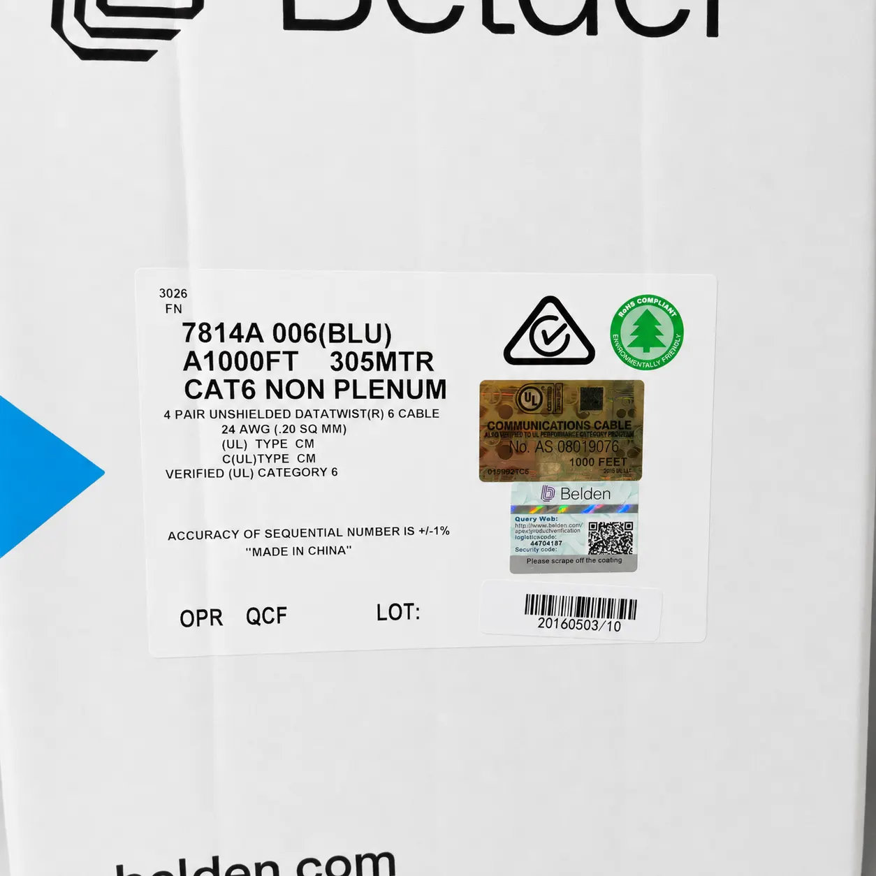 Cáp mạng Belden Cat6 UTP 7814A, phân phối trực tiếp Hà Nội - Ảnh 2