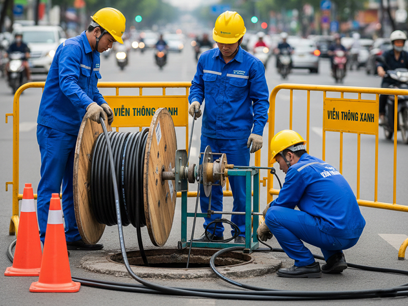 Cáp quang luồn cống